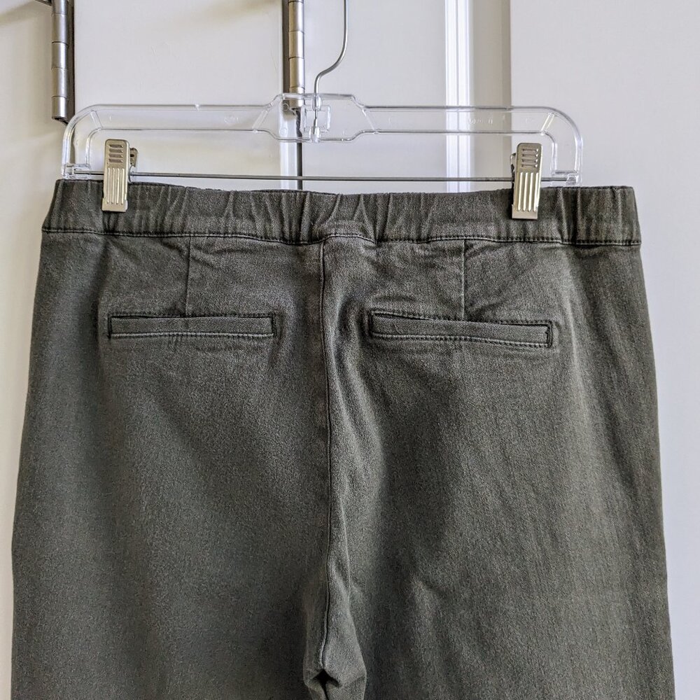 J.Jill Mid Rise Slim Cropped Stretch Jeans Women 8 Petite Khaki Green Raw Hem - Picture 10 of 11